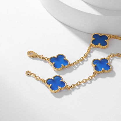 [Regalia Jewelry]CLOVERS THE 10-MOTIFS BLUE AGATE NECKLACE