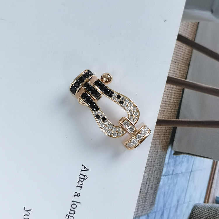 [Regalia Jewelry]FORCE LARGE HORSESHOE BLACK WHITE DIAMOND BRACELET ROSE GOLD