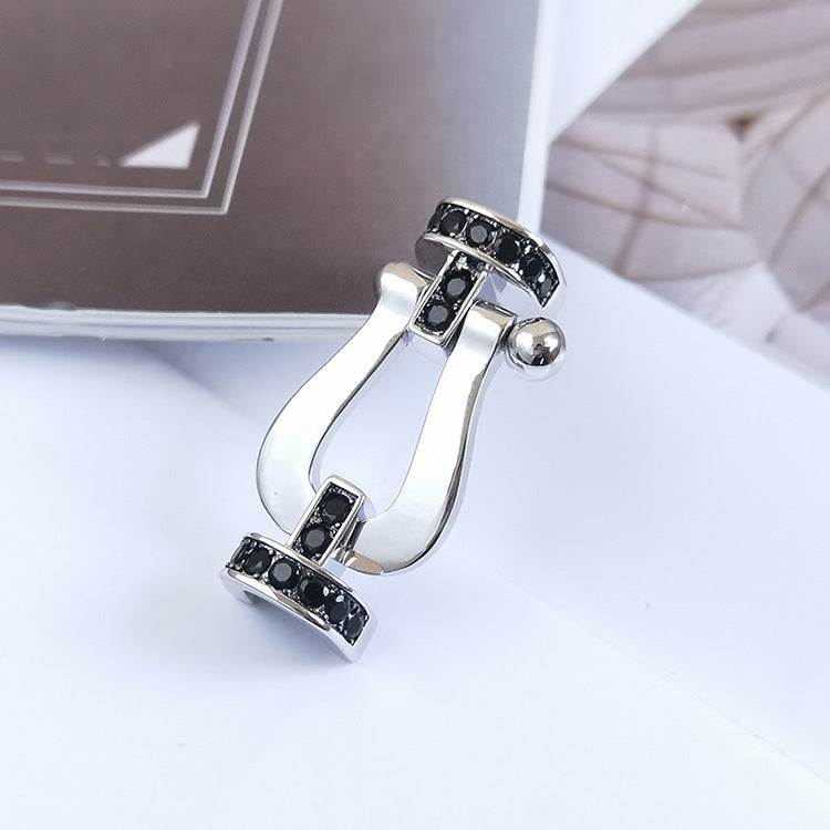 [Regalia Jewelry]FORCE LARGE HORSESHOE BLACK DIAMOND BRACELET SILVER