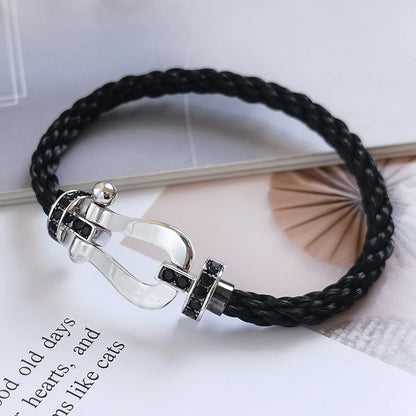 [Regalia Jewelry]FORCE LARGE HORSESHOE BLACK DIAMOND BRACELET SILVER
