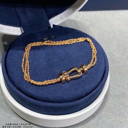 [Regalia Jewelry]FORCE SMALL HORSESHOE  DIAMOND CHAIN ROPE BRACELET