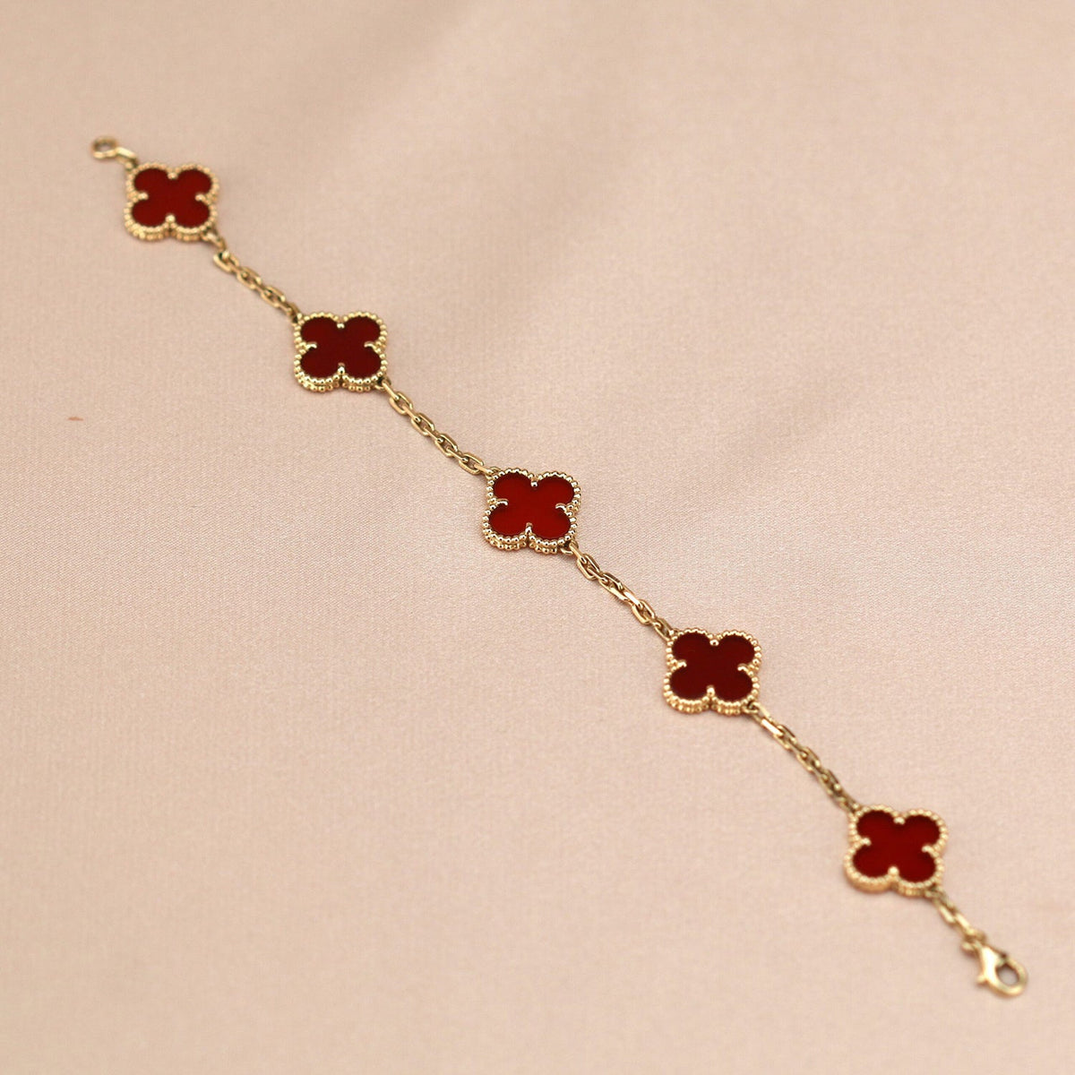 [Regalia Jewelry]CLOVER 5 MOTIFS RED AGATE  BRACELET