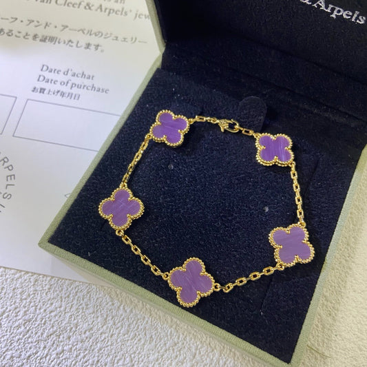 [Regalia Jewelry]CLOVER  5 MOTIFS  PURPLE VIOLET BRACELET