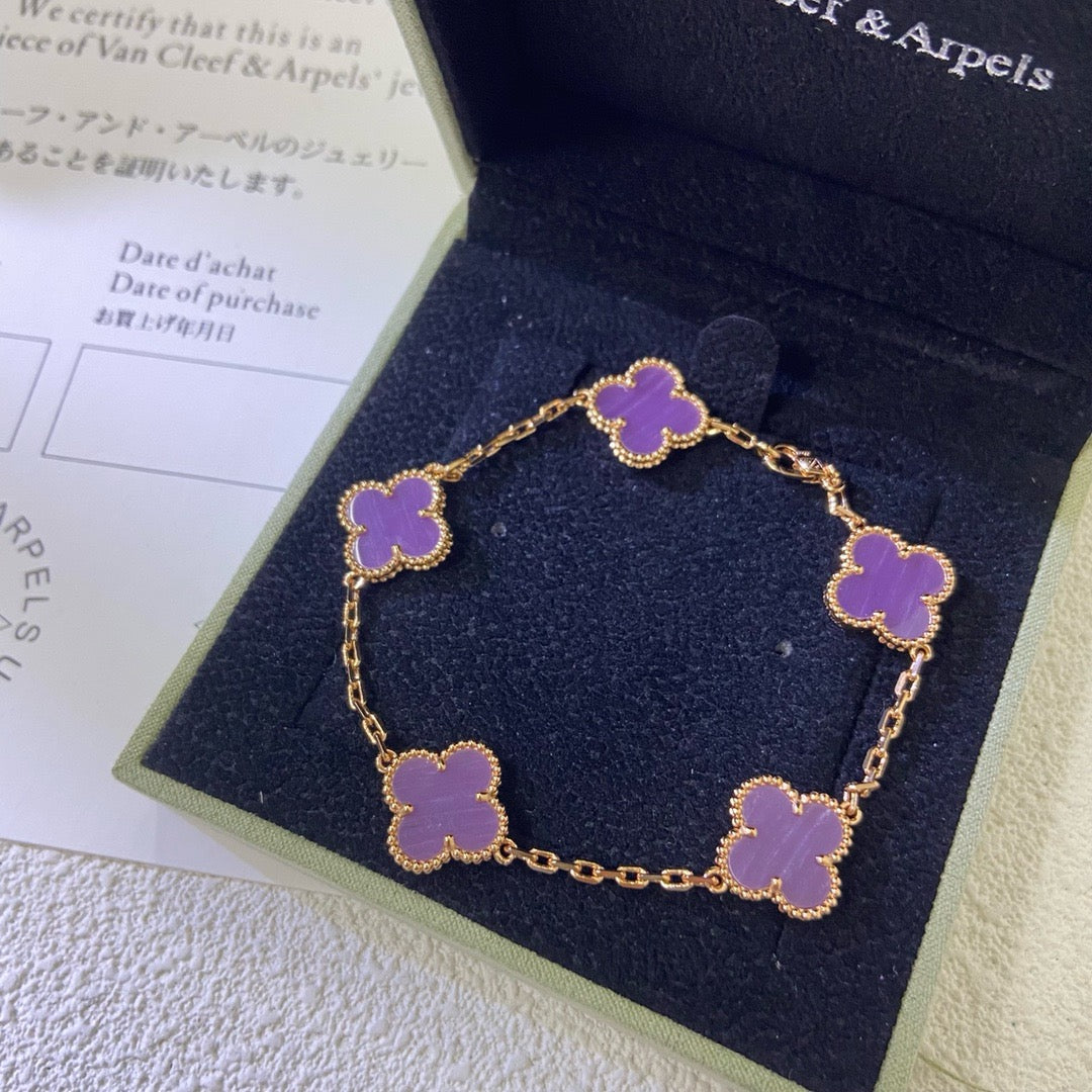 [Regalia Jewelry]CLOVER  5 MOTIFS  PURPLE VIOLET BRACELET