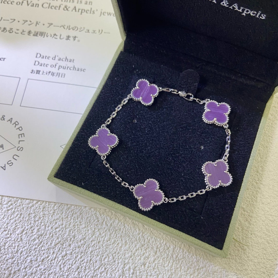 [Regalia Jewelry]CLOVER  5 MOTIFS  PURPLE VIOLET BRACELET