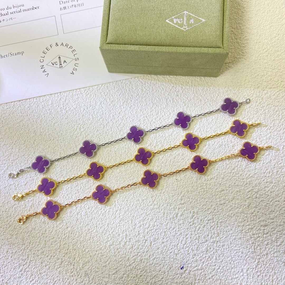 [Regalia Jewelry]CLOVER  5 MOTIFS  PURPLE VIOLET BRACELET