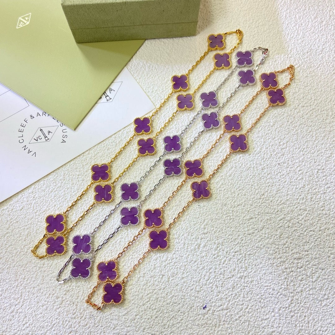 [Regalia Jewelry]CLOVER 10 MOTIFS  PURPLE VIOLET  NECKLACE