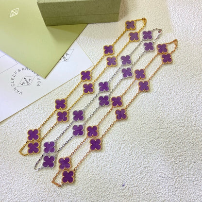 [Regalia Jewelry]CLOVER 10 MOTIFS  PURPLE VIOLET  NECKLACE
