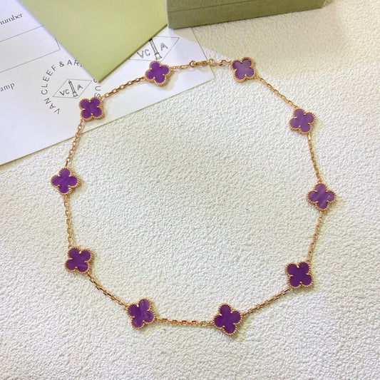 [Regalia Jewelry]CLOVER 10 MOTIFS  PURPLE VIOLET  NECKLACE