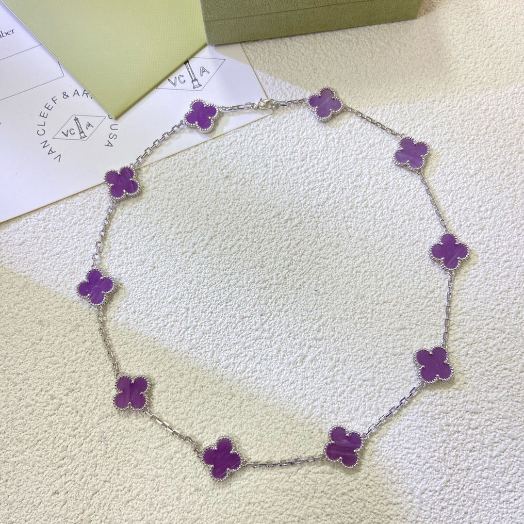 [Regalia Jewelry]CLOVER 10 MOTIFS  PURPLE VIOLET  NECKLACE