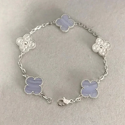 [Regalia Jewelry] CLOVER 5 MOTIF PURPLE CHALCEDONY BRACELET COLLECTION