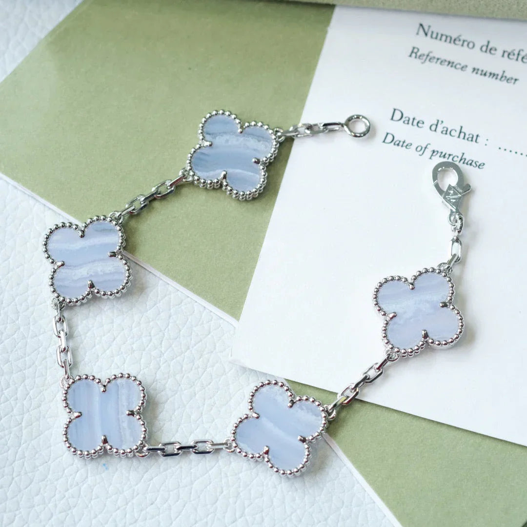 [Regalia Jewelry] CLOVER 5 MOTIF PURPLE CHALCEDONY BRACELET COLLECTION