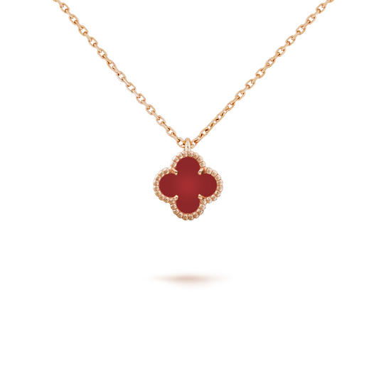[Regalia Jewelry]CLOVER MINI 9.5MM WHITE CARNELIANS NECKLACE