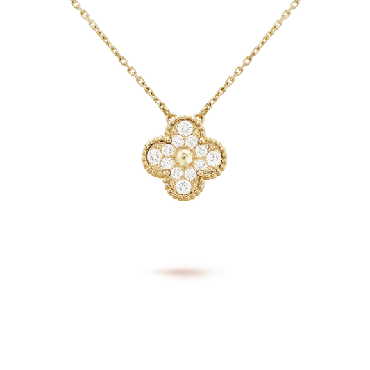 [Regalia Jewelry]CLOVER 15MM DIAMOND SINGLE FLOWER NECKLACE