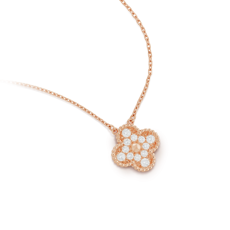 [Regalia Jewelry]CLOVER 15MM DIAMOND SINGLE FLOWER NECKLACE