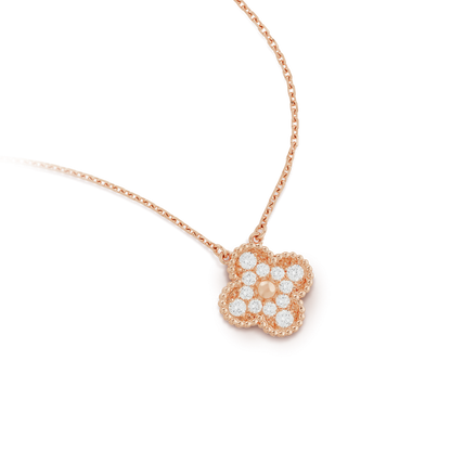 [Regalia Jewelry]CLOVER 15MM DIAMOND SINGLE FLOWER NECKLACE