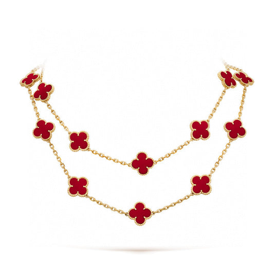 [Regalia Jewelry]CLOVER 20 MOTIFS CARNELIAN NECKLACE
