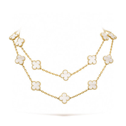 [Regalia Jewelry]CLOVER 20 MOTIFS WHITE MOP NECKLACE