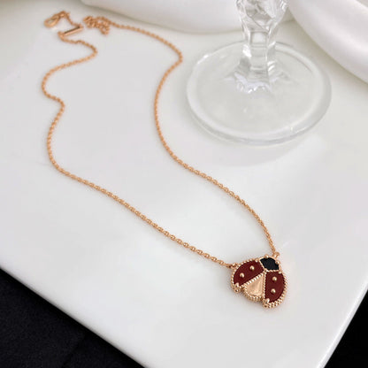 [Regalia Jewelry]LUCKY  CARNELIANS LADYBUG NECKLACE