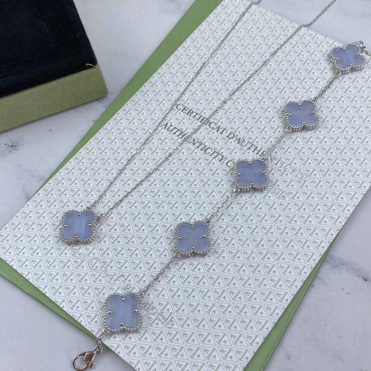 [Regalia Jewelry]CLOVER  5 MOTIF PURPLE CHALCEDONY BRACELET SILVER