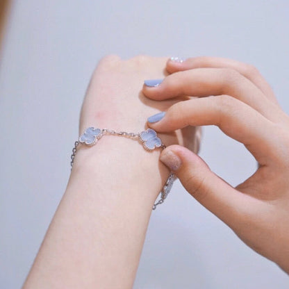 [Regalia Jewelry]CLOVER  5 MOTIF PURPLE CHALCEDONY BRACELET SILVER