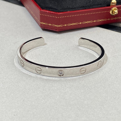 [Regalia Jewelry]LOVE BRACELET 6.1MM 1 DIAMOND OPEN CUFF
