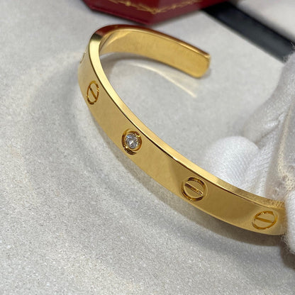 [Regalia Jewelry]LOVE BRACELET 6.1MM 1 DIAMOND OPEN CUFF