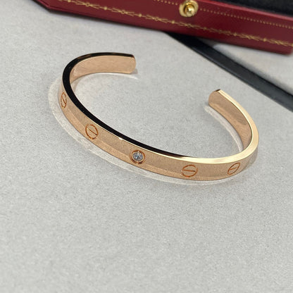 [Regalia Jewelry]LOVE BRACELET 6.1MM 1 DIAMOND OPEN CUFF