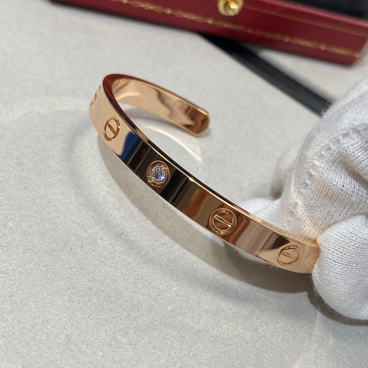 [Regalia Jewelry]LOVE BRACELET 6.1MM 1 DIAMOND OPEN CUFF