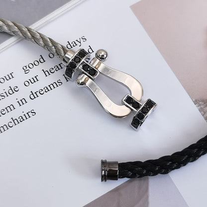 [Regalia Jewelry]FORCE LARGE HORSESHOE BLACK DIAMOND BRACELET SILVER