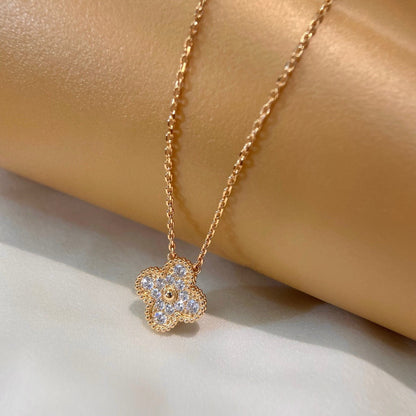 [Regalia Jewelry]CLOVER 15MM DIAMOND SINGLE FLOWER NECKLACE