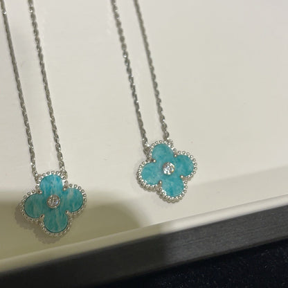[Regalia Jewelry]CLOVER 15MM DIAMOND SVRES PORCELAIN  NECKLACE SILVER