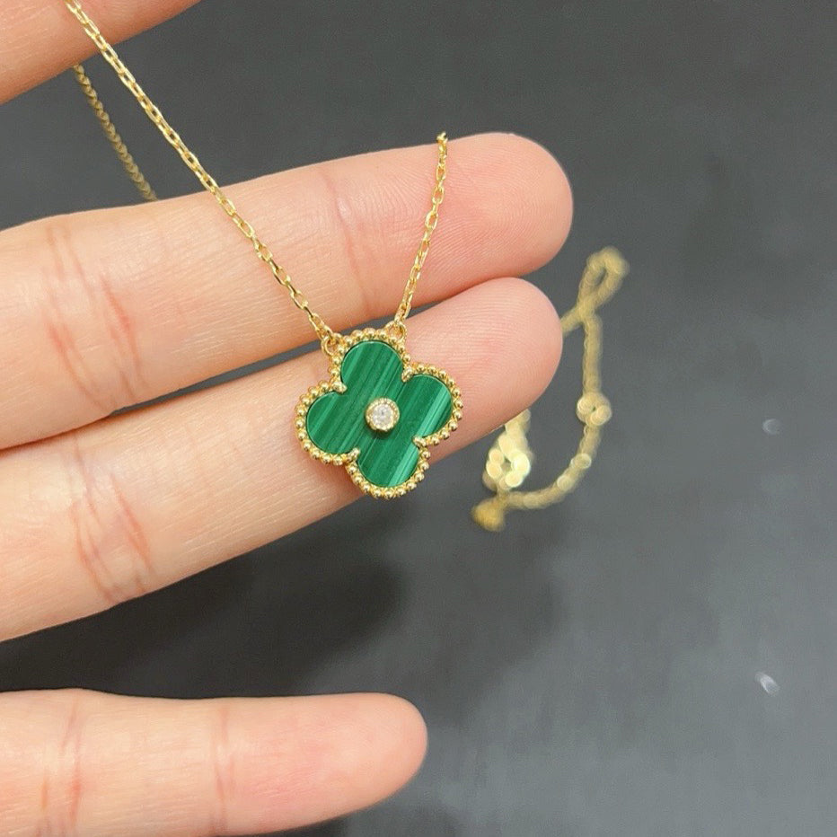 [Regalia Jewelry]CLOVER 15MM DIAMOND TURQUOISE NECKLACE