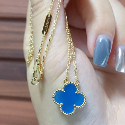 [Regalia Jewelry]CLOVER 15MM BLUE AGATE NECKLACE