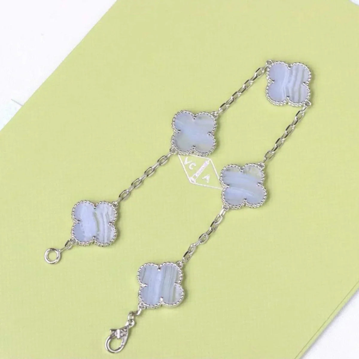 [Regalia Jewelry] CLOVER 5 MOTIF PURPLE CHALCEDONY BRACELET COLLECTION