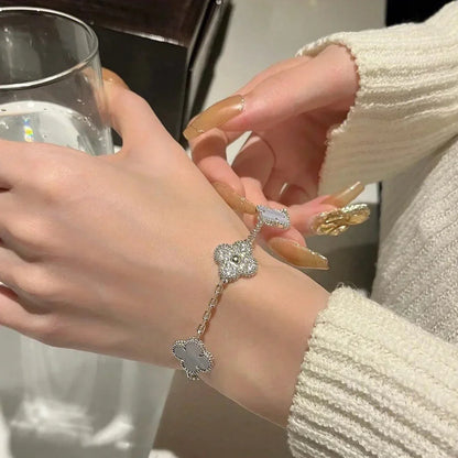 [Regalia Jewelry] CLOVER 5 MOTIF PURPLE CHALCEDONY BRACELET COLLECTION