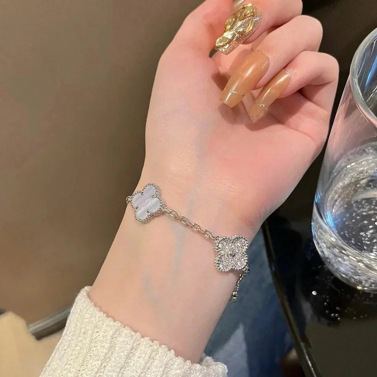 [Regalia Jewelry] CLOVER 5 MOTIF PURPLE CHALCEDONY BRACELET COLLECTION