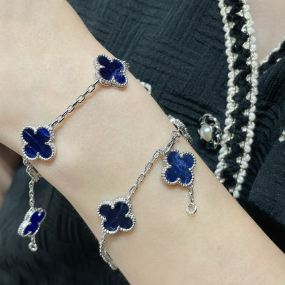 [Regalia Jewelry]CLOVER 5 MOTIF PIETERSITE SILVER BRACELET