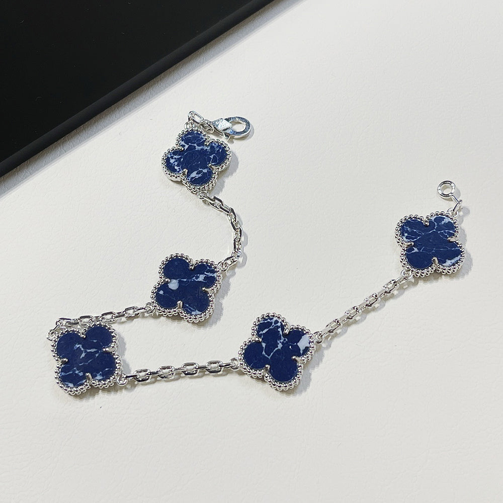 [Regalia Jewelry]CLOVER 5 MOTIF PIETERSITE SILVER BRACELET