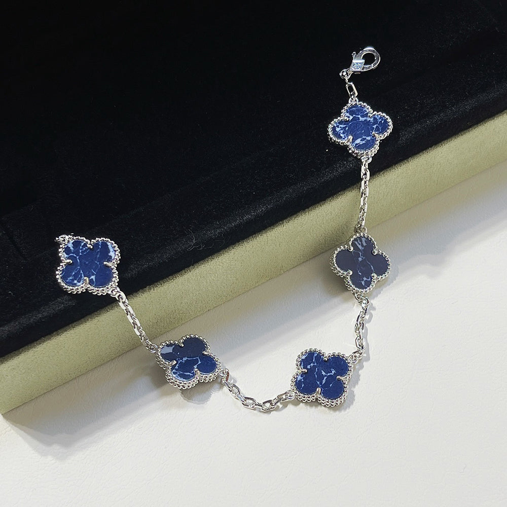 [Regalia Jewelry]CLOVER 5 MOTIF PIETERSITE SILVER BRACELET