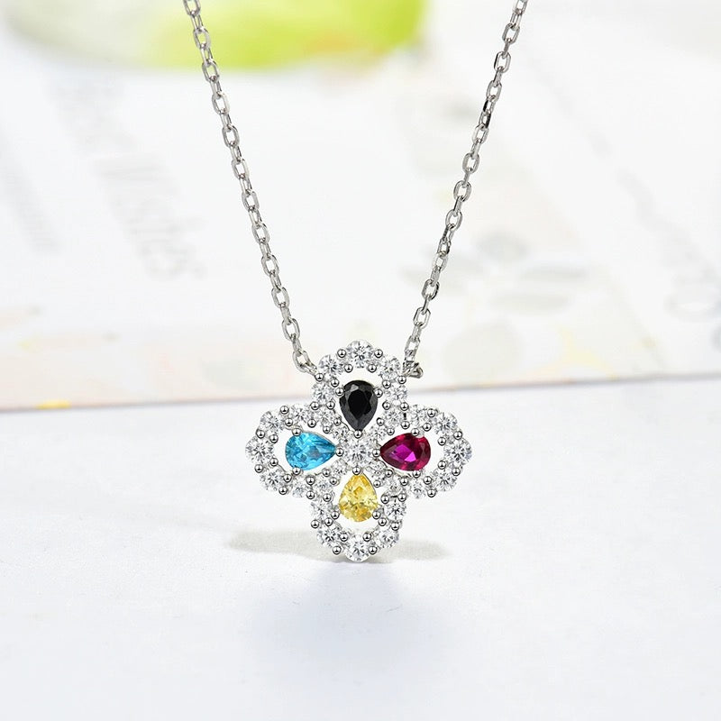[Regalia Jewelry]LOOP NECKLACE FULL MOTIF DIAMOND 16MM MULTIPLE COLORS