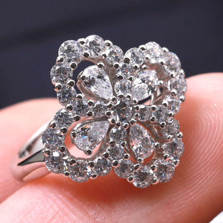 [Regalia Jewelry]LOOP RING FULL MOTIF DIAMOND 16MM SILVE