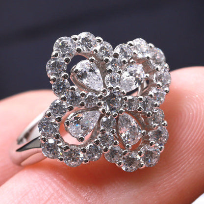[Regalia Jewelry]LOOP RING FULL MOTIF DIAMOND 16MM SILVE