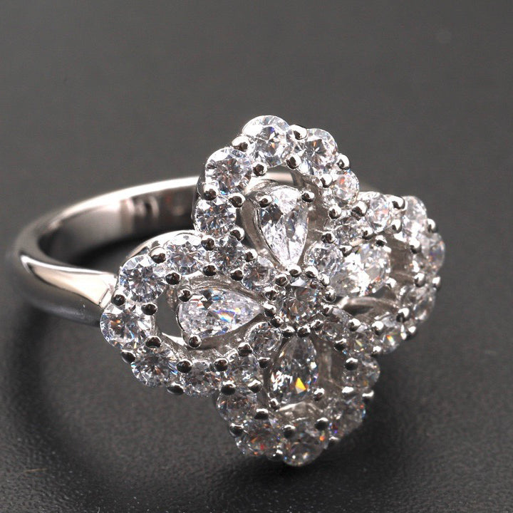 [Regalia Jewelry]LOOP RING FULL MOTIF DIAMOND 16MM SILVE