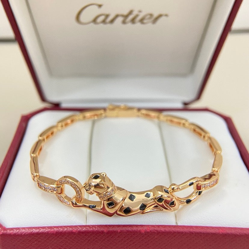 [Regalia Jewelry]PANTHERE HALF DIAMOND ON CHAIN BRACELET