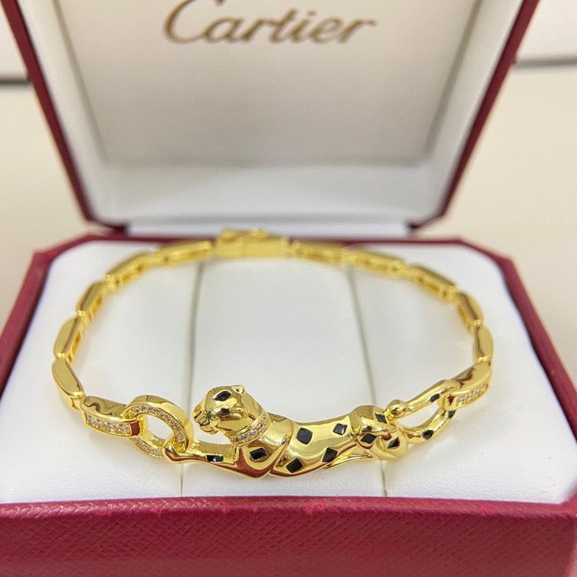 [Regalia Jewelry]PANTHERE HALF DIAMOND ON CHAIN BRACELET