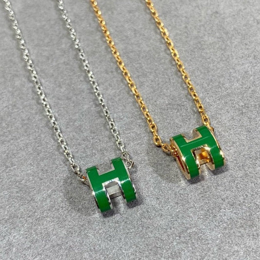 [Regalia Jewelry]POP H GREEN NECKLACE SILVER AND GOLD