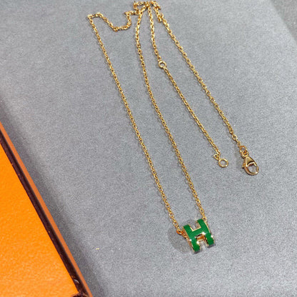 [Regalia Jewelry]POP H GREEN NECKLACE SILVER AND GOLD