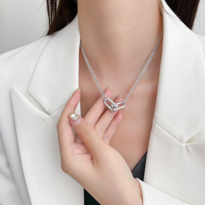 [Regalia Jewels]HARDWEAR DIAMOND PEDANT DOUBLE CHAIN NECKLACE