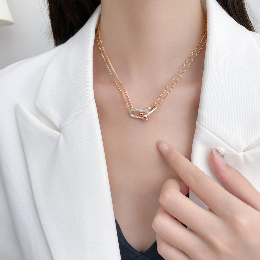 [Regalia Jewels]HARDWEAR DIAMOND PEDANT DOUBLE CHAIN NECKLACE
